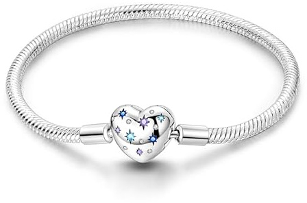 QIKAOLA S925 pulseras de plata de ley para Pandora Charms Momentos Pulseras de cadena de serpiente para las mujeres