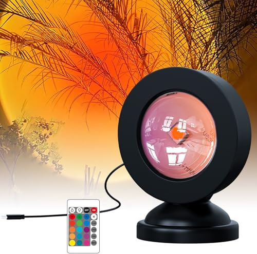 Lampe Coucher de Soleil,Sunset Lamp Projector,16 Couleur Lampe de Projection avec Télécommande,Sunset Aura,Lampe Projecteur Coucher de Soleil,Sunset Projection LED Light pour Photo/Selfie