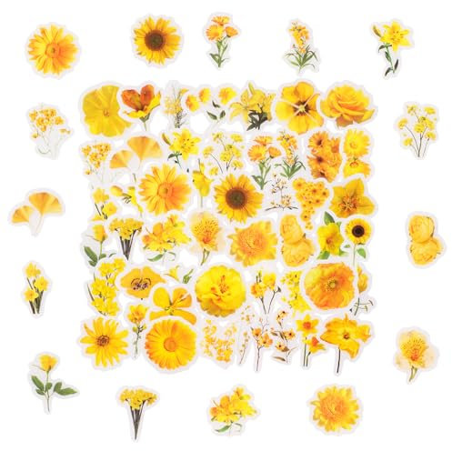50PCS Golden Sunflower and Stamens Mini Boxes Stickers,Golden Sunflower and Stamens Theme Stickers for Scrapbooking, DIY Crafts, Laptops,Journal,Gifts for Kids Teens Girls Adults