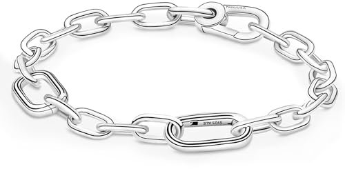 APUUESN Büroklammer Charms Anhänger Armband Verschluss 17CM Damen,ME Charm Moments Armbänder Sterling Silber S925,Schlangenkette Fake Bracelet,Armreif Schmuck,Geschenk für Frauen Geburtstag