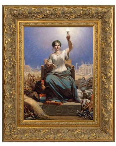 FOLKOR Luxury Museum Style Canvas Frame for 18x24 Oil Paintings Diamond Art Prints, 3.7 Wide DIY Wood Baroque Gallery Wall Frame for Coffee Shop Dining Room Kitchen Decor, No Back & Glass (Gold)