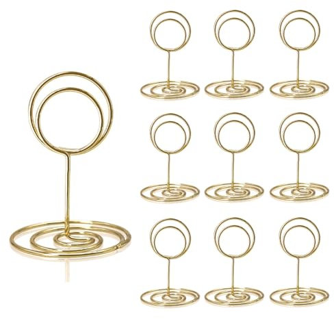 25 Pcs Gold Table Number Holders, Place Card Holders for Tables, Wire Table Number Stands for Wedding Party Graduation Reception Restaurant Office Cards Name Memo Picture Photo Stands(2x1.18)