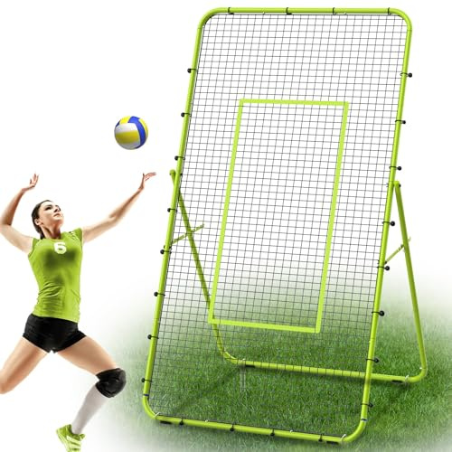 LIANTRAL Red de Voleibol Ajustable de 5 Ángulos, Fútbol Béisbol Rebounder Net, Equipo de Entrenamiento con Zona de Golpe, Verde