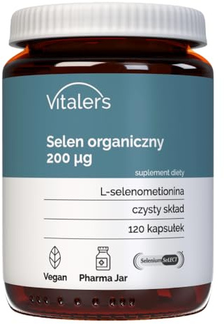 Vitaler's Selenio Orgánico 200 μg - 120 Cápsulas, Vegano, Complemento alimenticio de 4 meses, sin conservantes, composición pura
