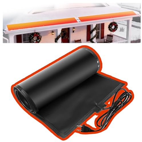 Esteras calefactadas para derretir la Nieve del Techo Calefactor para prevenir la acumulación de Hielo en Invierno y Quitar la Nieve PVC Flexible pasillos aceras,Negro,54 × 305 cm