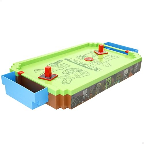 COLORBABY Minecraft Air Hockey Grande electrónico, Overworld, Superficie Aire, Marcador, Diseño Premium, Licencia Oficial, Juegos Mesa electrónicos, Juguete colección, Niños, Adultos (77713)