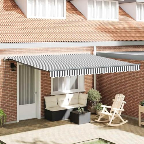 Tenda da sole a morsetto, manuale, colore antracite e bianco, 400 x 300 cm, per esterni, terrazza, balcone, facile da montare senza forare
