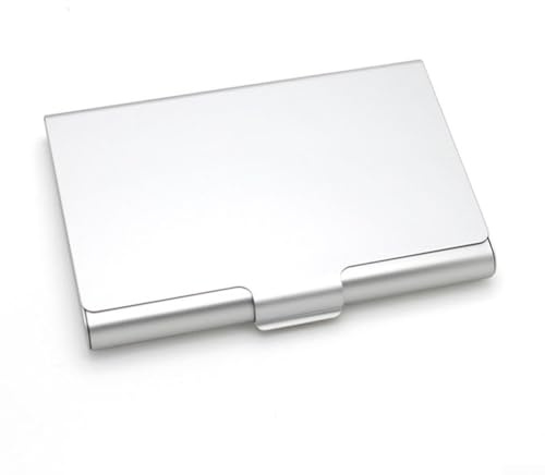 LUCKCDUO Funda para tarjetas de visita con construcción de aleación de aluminio gruesa, capaz de almacenar tarjetas de crédito y tarjetas bancarias, delgada y portátil para viajes y negocios, Silver