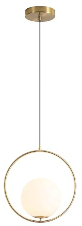 HUAYUSEDF Lampskärm i sfärisk glas, taklampa nordisk industristil, ljuskrona metall E26 ljuskälla, restaurang Vardagsrum Sovrumsdekoration Ljusarmaturer