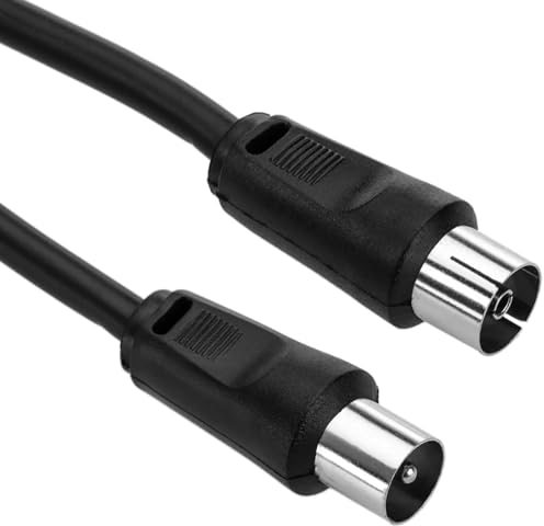CABLEPELADO Câble Antenne TV Mâle Femelle Coaxial, Droit pour Décodeur, HDTV, DVB-T2/C/S, Radio, 75 Ohm, Noir, 2,5 Mètres