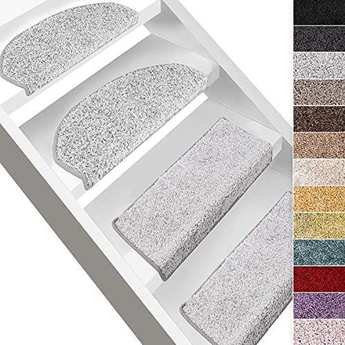 casa pura Hochflor-Stufenmatte Bali - Halbrund oder eckig - 12 Farben Stufenmatten Produziert in Deutschland (rechteckig, Silber)