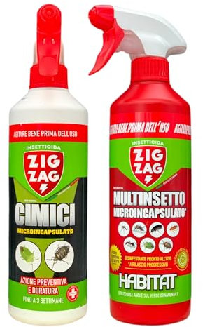 ZIG ZAG Set INSETTICIDA DISINFESTANTE Domestico INODORE A Lento Rilascio MULTINSETTO - CIMICI ML.500