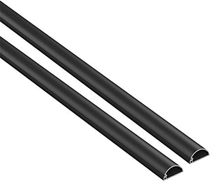 D-Line trunkledning för kabel 2-pack, halvrund kabelkåpa, målningsbar, självhäftande, döljer tv-kablar, kabelhantering - 2 x 20 (B) x 10 (H) mm x 1 meter längder (2 meter) - svart