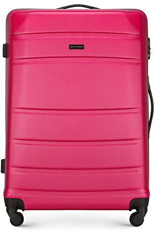 WITTCHEN Großer Koffer Trolley Reisekoffer aus ABS Hartschalenkoffer Trolley 4 Rollen Kombinationsschloss Check-In Gepäck Rosa