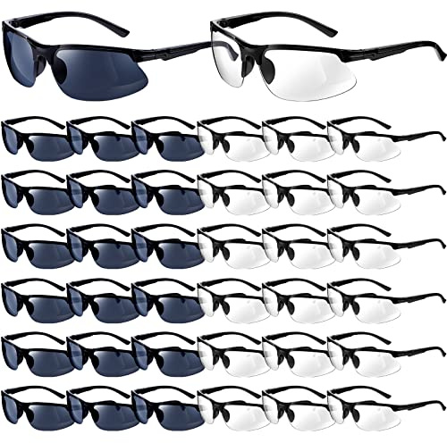 Kathfly 36 Pcs Safety Glasses Work Scratch Resistant Glasses Protective Safety Goggles Eyewear with Lens(Black and White)