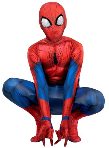 Marvel Spider-Man Official Youth Deluxe Zentai Costume - Deluxe Two-Way Stretch Spandex with Invisible Zippers and Wrist Openings for Added Convenience (L)