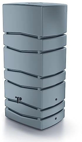 Serbatoio per Acqua Piovana Aqua Tower 650L | 57,3x77,5x165 cm | 4 Punti di Attacco | Incluso Rubinetto e Sistema di Raccolta Acqua | Cisterna da Giardino | Colore Grigio Design Moderno
