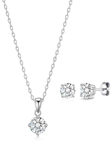 Philip Jones Sterling Silver Round Solitaire Set Created with Zircondia® Crystals