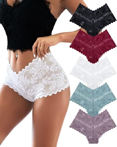 ALL OF ME 5-Piece Culottes Lace Panty Set Women's Brazilian Sexy Panties Hip Wrap Soft Lace Women's Lingerie Multi Set S-XL
