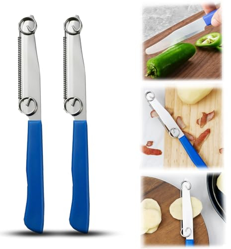 ZoneYan coltelli da verdura, Coltello per affettare rapidamente, pelapatate multifunzione per frutta da 2 pezzi, Coltello da frutta, pelapatate in acciaio inossidabile, set coltelli da cucina