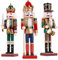 Tpudn 3pc Christmas Nutcracker Soldier 30cm Wooden Nutcracker Christmas Decorations for Fireplace - Xmas Wooden Figures Indoor Christmas Ornaments - King, Drummer, swordsmen Nutcrackers