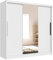 Beneli Kleiderschrank mit Spiegel, Perfekt für Ihr Schlafzimmer, Jugendzimmer oder Flur, Schrank Weiß mit Schiebetüren und Kleiderstange 205 x 205 x 63 cm
