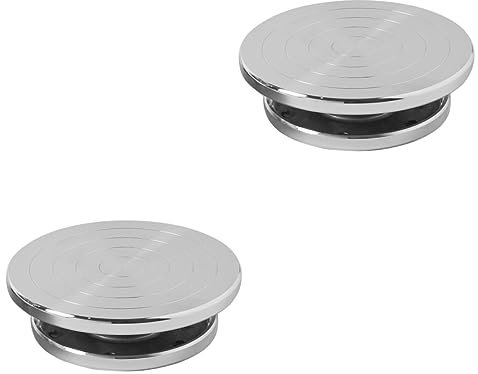 SHINEOFI 2 Piezas Tocadiscos de cerámica accesorio de modelado de arcilla herramienta de modelado de arcilla girar plato giratorio rueda de bandas para cerámica placa giratoria lisa Silver