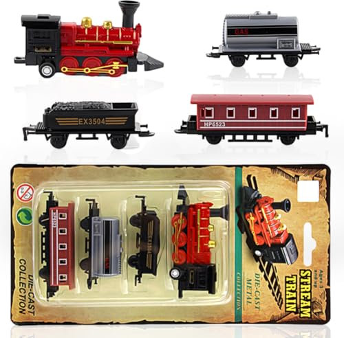 QYEHF Mini-Dampfzug-Modell, Retro-Dampfzug-Set, Kinderauto zum Zurückziehen, Kleiner Zug Ornament für Jungen und Mädchen
