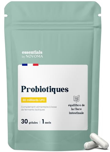 Probiotique Flore Intestinale, 20 Milliards UFC/Jour, Probiotiques Lactobacillus Gasseri + Rhamnosus + Bifidobacterium, Équilibre du Microbiote, 30 Gélules Vegan, Fabriqué en France