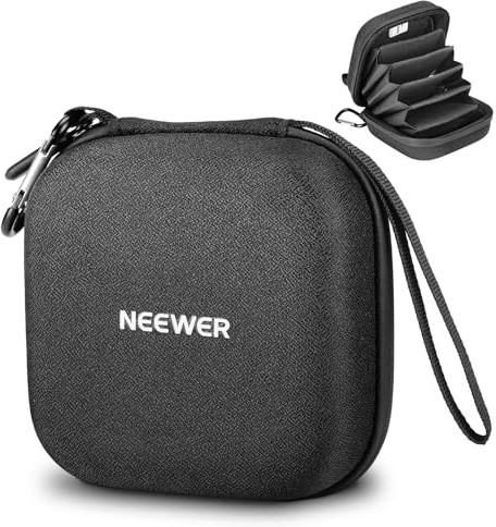 NEEWER Sac de Rangement pour filtres PB12 11 x 11 cm avec séparateurs extensibles, dragonne et mousqueton pour 4 filtres circulaires 86 mm