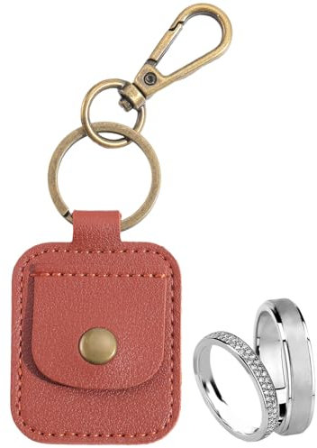 craspire Porte Bague en Cuir Porte Clés Porte Bague de Sport Portable Pochette de Voyage Marron pour Bijoux Porte Clés Mini Pochette pour Pièces de Monnaie pour Alliance Collier Médiators Cadeau