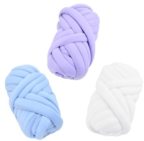 Chunky Cotton Tube Yarn, Hand-Knitted Chunky Yarn, 250g/12m X 3 for Knitting, for Crocheting Handbags Hands Knitting Pet Bed Rugs Pillows Crafts