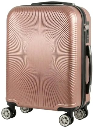 MF Handbags EasyJet Approved 45x36x20cm 4-Wheel Hard Shell Cabin Suitcase – Lightweight Underseat Hand Luggage, 360° Spinner Wheels, Combination Lock, Durable Travel Trolley (Rose Gold)