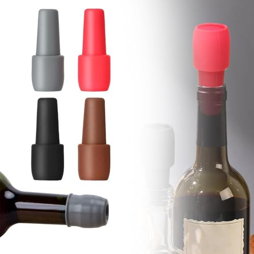4 st vinstoppare, 2026 nya vinproppar för vinflaskor silikon vinflasklock, återanvändbara tätningsskydd för att hålla vin champagne färskt hemmabruk (4 st)