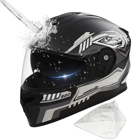 Casque Intégral De Moto - Verres À Double Couche avec Pare-Soleil Intégrés, Livré avec Un Protège-Nuque Coupe-Vent Amovible Et Un Sac Anti-poussière pour La Conduite en Hiver Ski Scooter Moto Cross