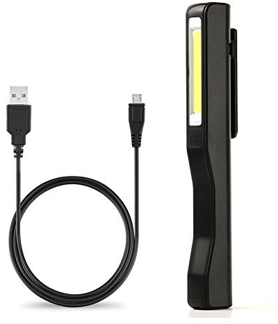 Lampe de travail rechargeable Enjoydeal, lampe inspection LED avec lumière fortement magnétique et torche stylo mains libres pour réparation voiture, chasse, pêche, randonnée
