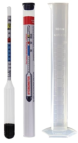 Home Brew Hydrometer with Included 100 Millimeter Trial Sampling Jar - Home Brew Equipment for Wine and Beer Making Testing Kit and Brewing Your Own Homebrew