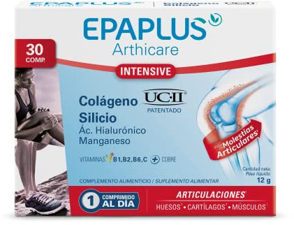 EPAPLUS Arthicare Intensive – Colágeno UC-II® – Con Silicio, Ácido Hialurónico, Manganeso, Cobre y Vitaminas B1, B2, B6 y C – 30 Comprimidos