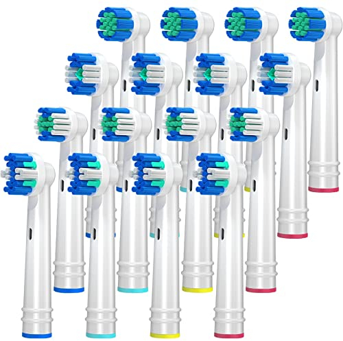 REDTRON Ersatzzahnbürstenköpfe kompatibel mit Oral B, 16 Stück elektrische Zahnbürstenköpfe für Oral B, Funktioniert mit Floss Action, Sensitive Clean, Precision Clean, 3D Whitening (Weiß)