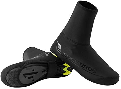 ROCKBROS Überschuhe Fahrrad Shoecover Überzieher für Radsport Rennrad MTB Abdeckung Windfest Damen Herren Unisex Schwarz (M für 38-42/ L für 42-46)