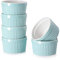 DOWAN Creme Brulee Schälchen Set, 6X 235ml Antihaft Souffle Förmchen Backofenfest, Porzellan Ramekins für Ragout Fin Schalen, Leckere Würzfleisch, Muffin, Panna Cotta, Spülmaschinenfest, Ø10cm-Blau
