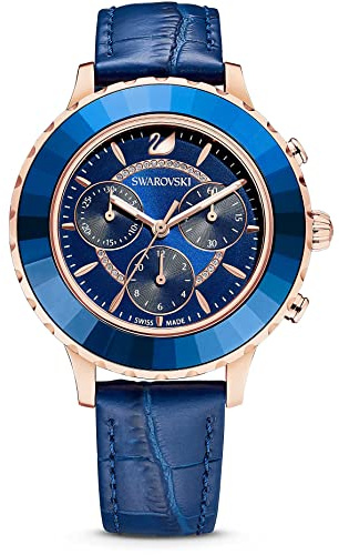 Swarovski Damen Analog-Digital Quarz Uhr mit Leder Armband 5563480