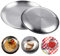 KBNIAN Platos Acero Inoxidable Redondo, Kit de 2 Pcs Bandeja de Acero Inoxidable Redonda, Platos Redondos Plata de Diferentes Tamaños, Bajos Platos para Contener Comida Camping （ Φ 20cm / 23cm）