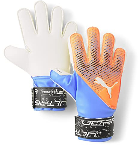 PUMA Unisex Child Ultra Protect Soccer Gloves, Ultra Orange-Blue Glimmer, 6