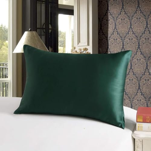 townssilk Beidseitig 100% 19momme Pure Maulbeerseide Kissenbezug für Haar und Haut Gesundheit, 1 Stück 50x70cm Größe Kissenbezug Seide,verstecktem Reißverschluss 600 Fadenzahl Emerald