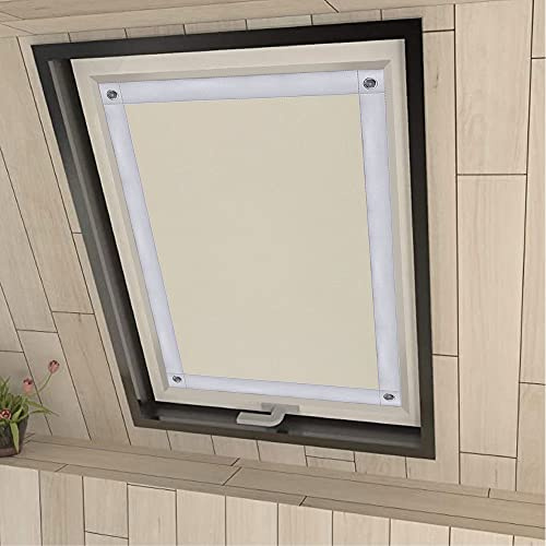 Eurohome 100 % mörkläggning takfönster rullgardin utan borrning, solskydd, mörkläggningsrullgardin med sugkoppar för Velux fönster, beige, 60 x 78 cm
