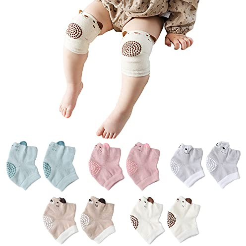 DZOZO Baby Knäskydd Med Halkskydd - Elastiska Benvärmare för Småbarn, Krypstrumpor Med Tecknat Mönster-B, En Storlek