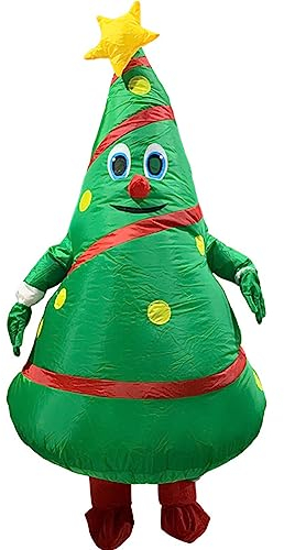 Aufblasbares Weihnachtsbaum-Kostüm, Aufblasbarer Weihnachts-Weihnachtsmann-Anzug, Lustiger Aufblasbarer Weihnachtskostüm-Anzug, Aufblasbares Kostüm für Erwachsene, Aufblasbare(Grün)