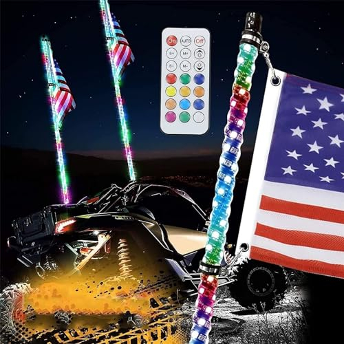 TIST Luci a Frusta a LED, luci a Frusta Fruste Illuminate con Telecomando RGB Luce Danzante/inseguimento Antenna LED Fruste a Spirale