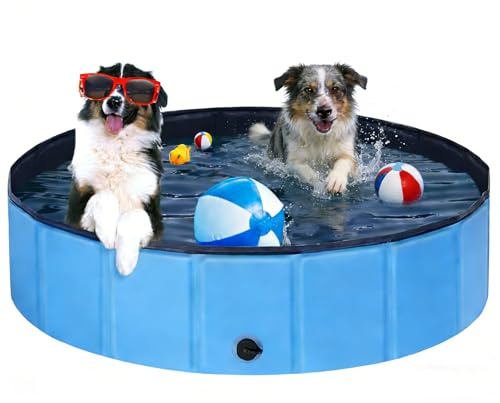 Ezilif Hundepool für Große & Kleine Hunde, Faltbare Hunde Pool rutschfest, 160 x 30cm Schwimmbecken für Hund Verdickt PVC, Planschbecken Hund Verschleißfest, Hundebadewanne Swimmingpool